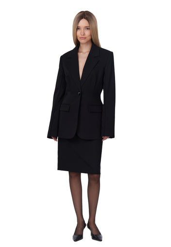 Black Tailored A-Line Skirt - view 2