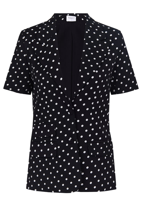 Black Dotted Short-Sleeve Blazer - view 1