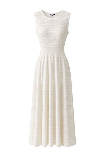 Cream Sleeveless Knit Wide-Leg Jumpsuit - view 1