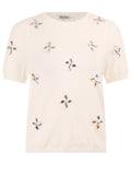 Ivory Floral Embroidered Knit Tee - view 1