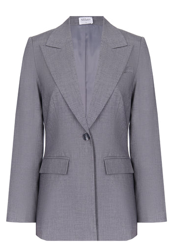 Silver Single-Breasted Tailored Blazer - view 1
