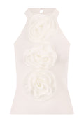 Ivory Floral Applique Halter Top - view 1