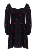 Black Cherry-Print Puff-Sleeve Mini Dress - view 1