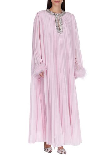 Pink Embroidered Caftan Midi Dress - view 2