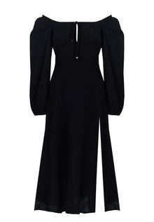 Black Puff-Sleeve Wide-Leg Jumpsuit - view 1