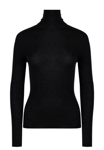 Black Smooth Fine-Knit Turtleneck - view 1