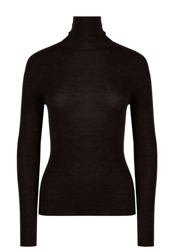 Wine Smooth Fine-Knit Turtleneck - view 1