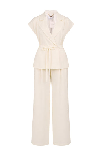 Ivory Tailored Vest and Wide-Leg Trouser Set - view 1