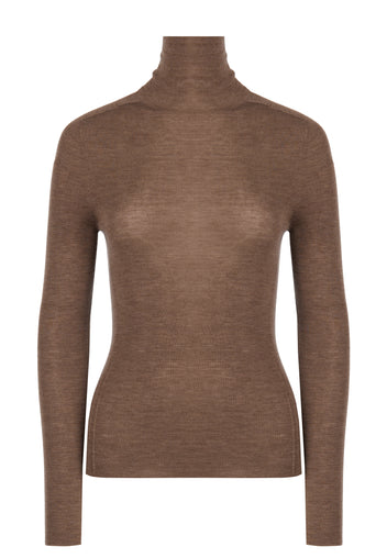 Mocha Smooth Fine-Knit Turtleneck - view 1