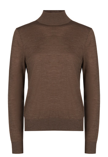 Mocha High-Neck Fine-Knit Top - view 1