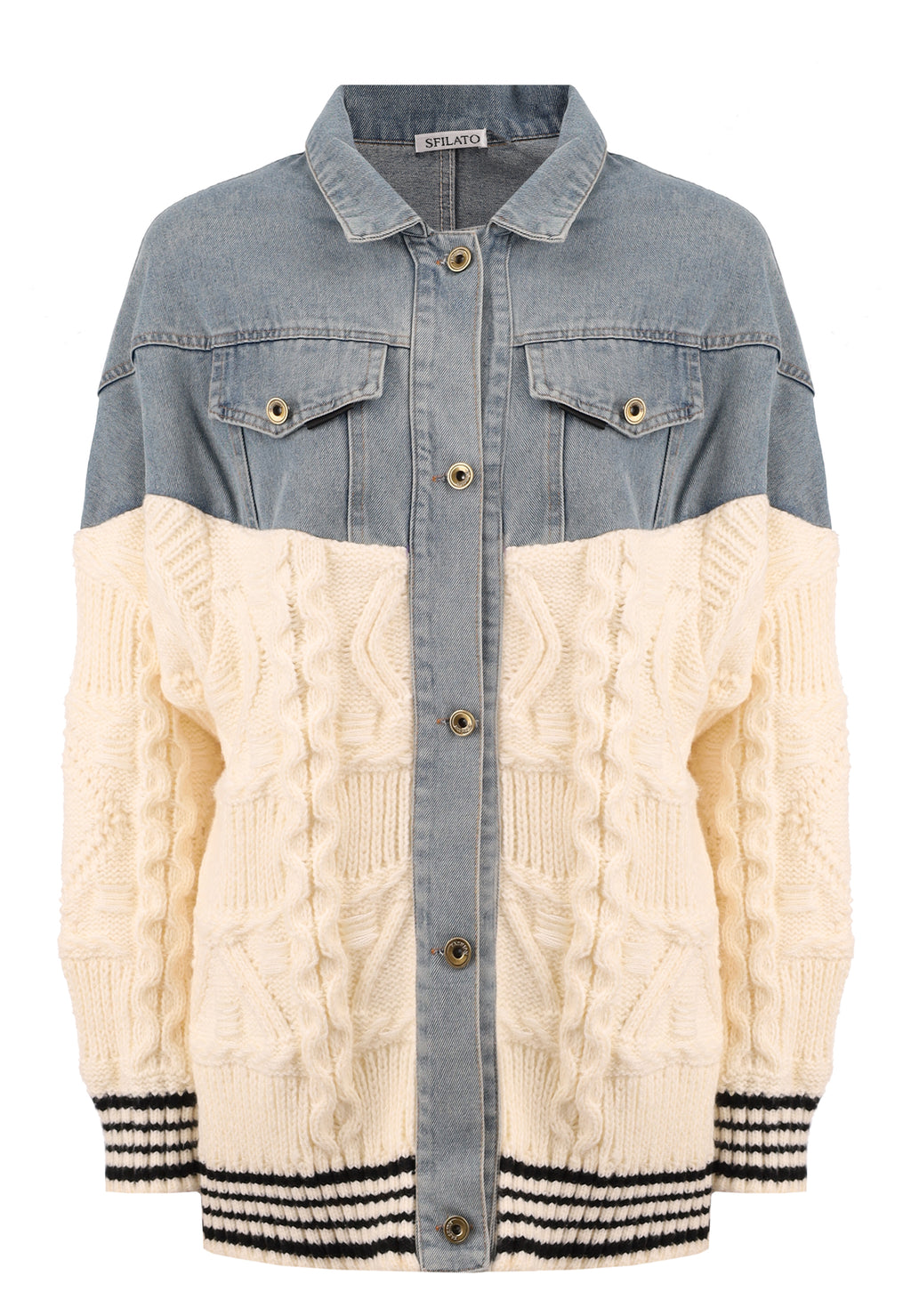 Multicolor Sfilato denim jacket - view 1