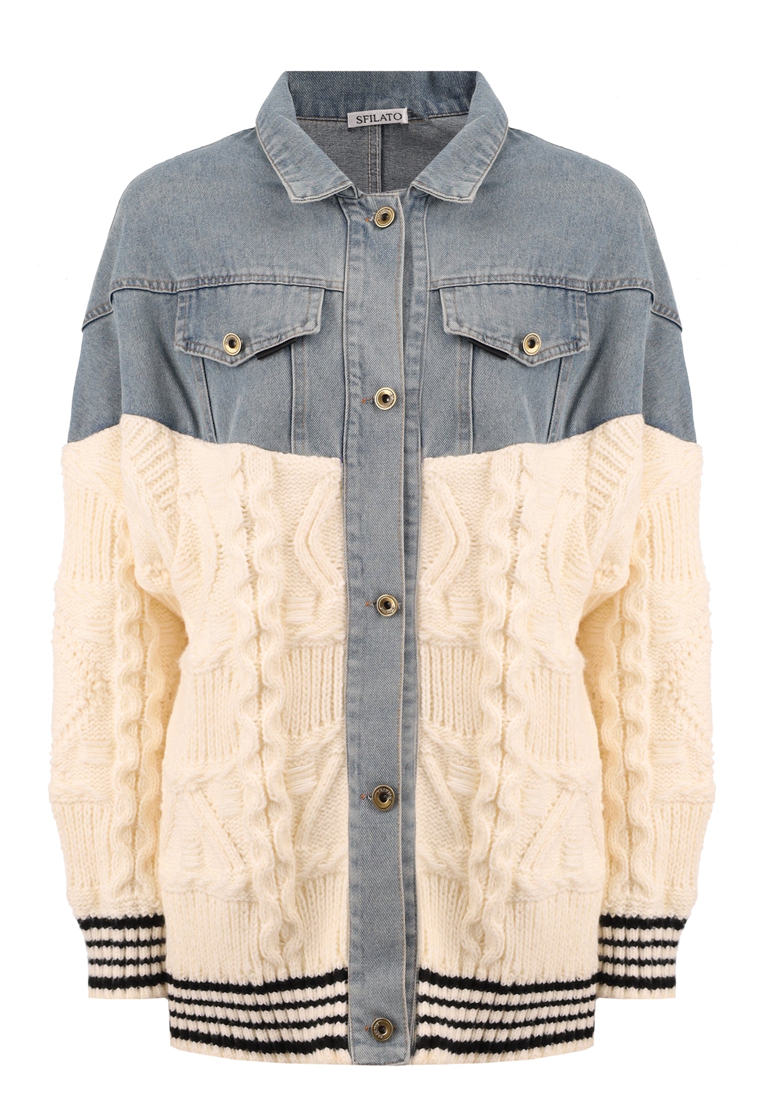 Multicolor Sfilato denim jacket - view 1