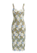Sage Floral Strappy Midi Dress