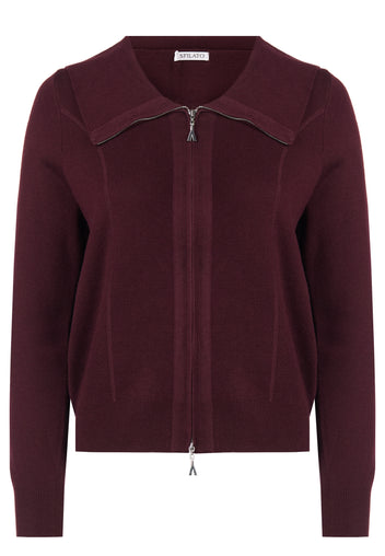 Wine Zip-Front Knit Jacket - view 1