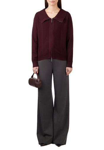 Wine Zip-Front Knit Jacket - view 2