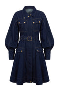 Indigo Denim Belted Shirt Dress - view 1