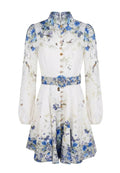 Blue Porcelain Belted Shirt Mini Dress - view 1