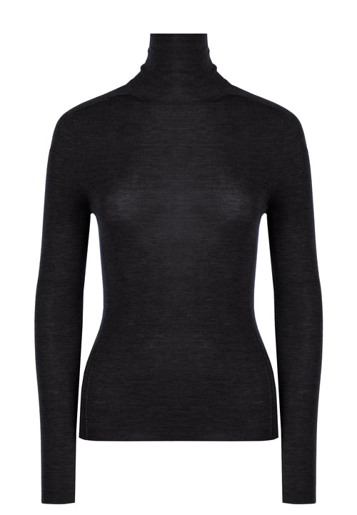Black Fine-Knit Turtleneck - view 1