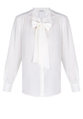 White Bow-Neck Cotton Blouse - view 1