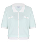 Mint Contrast-Collar Zip Knit Cardigan - view 1