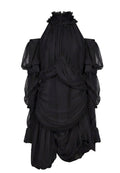Black Draped Rosette Gown - view 1