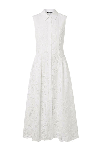 White Embroidered Sleeveless Dress - view 1