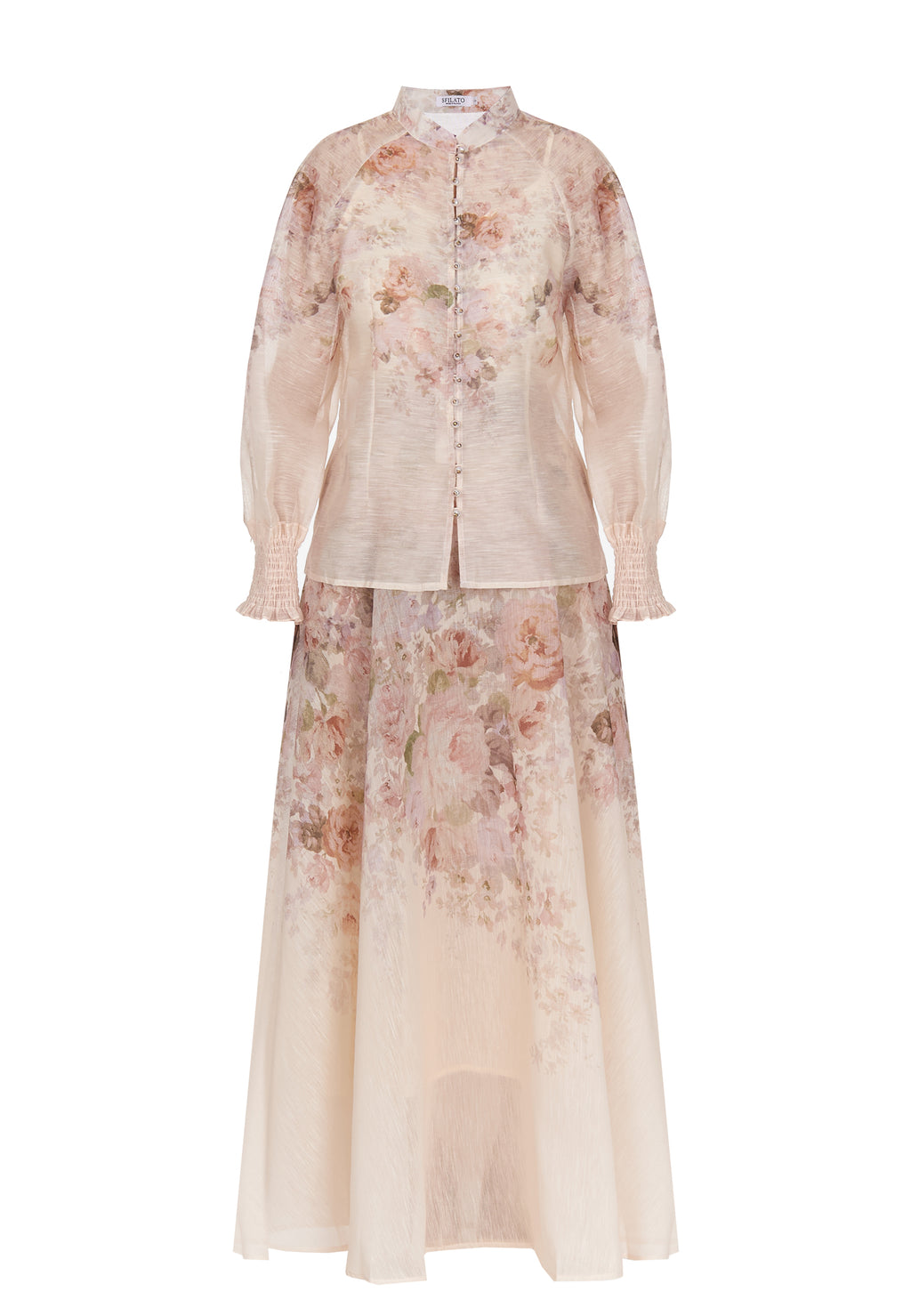 Coral and Beige Sfilato skirt suit - view 1