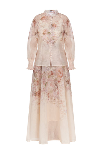 Coral and Beige Sfilato skirt suit - view 1