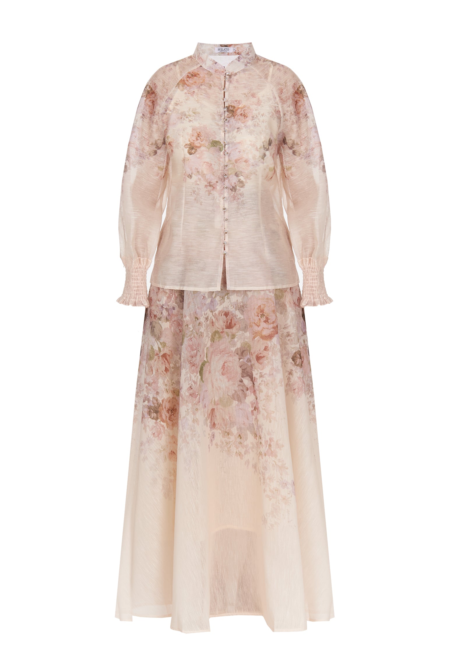 Coral and Beige Sfilato skirt suit - view 1