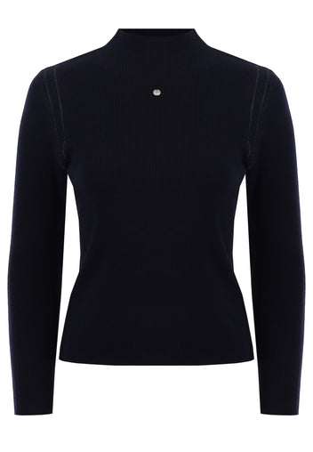 Black Fine-Knit Logo Turtleneck - view 1