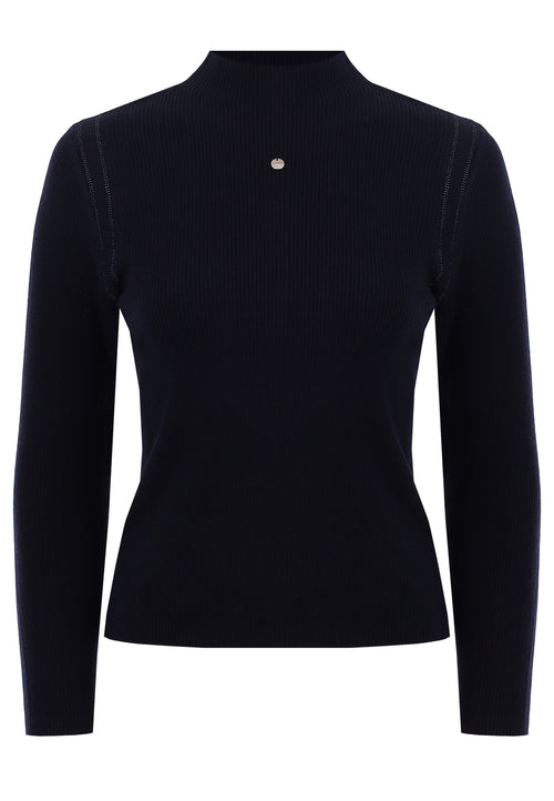 Black Fine-Knit Logo Turtleneck - view 1