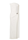 Ivory One-Shoulder Draped Column Dress - view 1