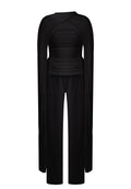 Black Ribbed Long-Sleeve Trouser Set - view 1