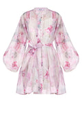 Pink Floral Kimono Mini Dress - view 1