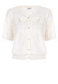 Ivory Bow Short-Sleeve Knit Cardigan - view 1