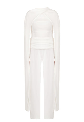 Ivory Ribbed Long-Sleeve Skirt Set - view 1