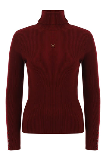 Wine Logo Turtleneck Knit Top - view 1