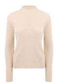 Cream Ribbed Mock-Neck Pullover - view 1