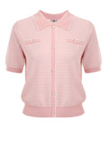 Pink Short-Sleeve Zip Knit Cardigan - view 1