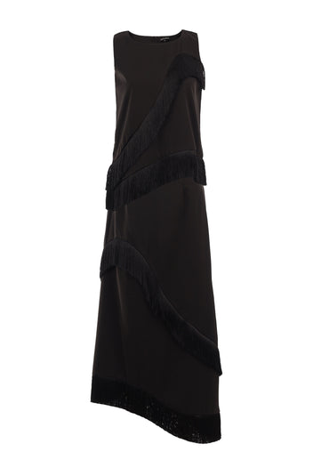 Black Asymmetric Draped Skirt Set - view 1