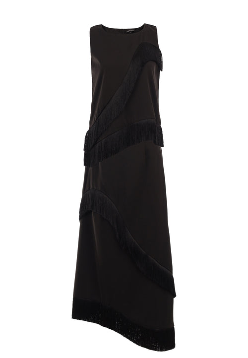 Black Asymmetric Draped Skirt Set - view 1