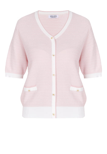 Blush Contrast-Pocket Knit Cardigan - view 1