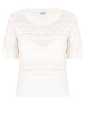 Ivory Pointelle Short-Sleeve Knit Top - view 1