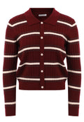 Wine Stripe Button Knit Cardigan - view 1