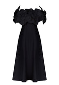 Black Floral Applique Strapless Midi Dress - view 1