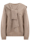 Taupe Scarf-Collar Knit Sweater - view 1