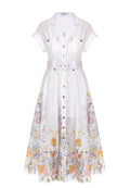 White Garden Floral Belted Shirt Dress - view 1