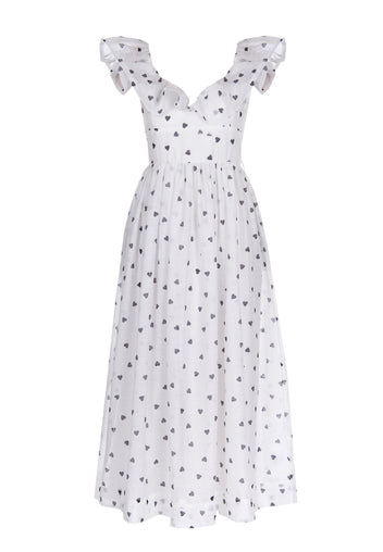 Ivory Dotted Flutter-Strap Midi Dress - view 1