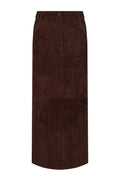 Chocolate Suede Pencil Midi Skirt - view 1