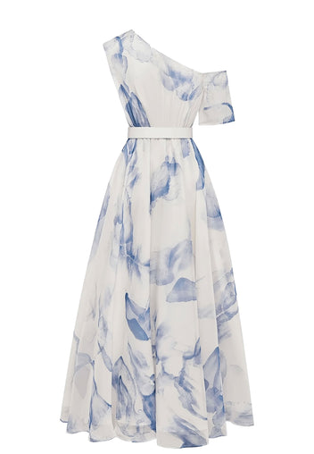 Blue-Print One-Shoulder Belted Midi Dress - view 2